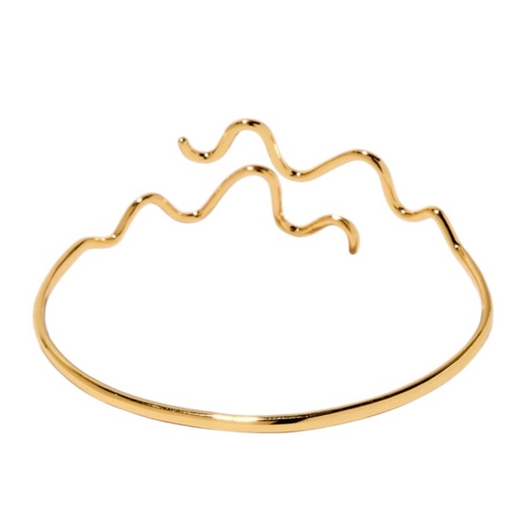 JAM + RICO 18K YELLOW GOLD PLATED DOUBLE SQUIGGLE CUFF BRACELET - Picture 2 of 2